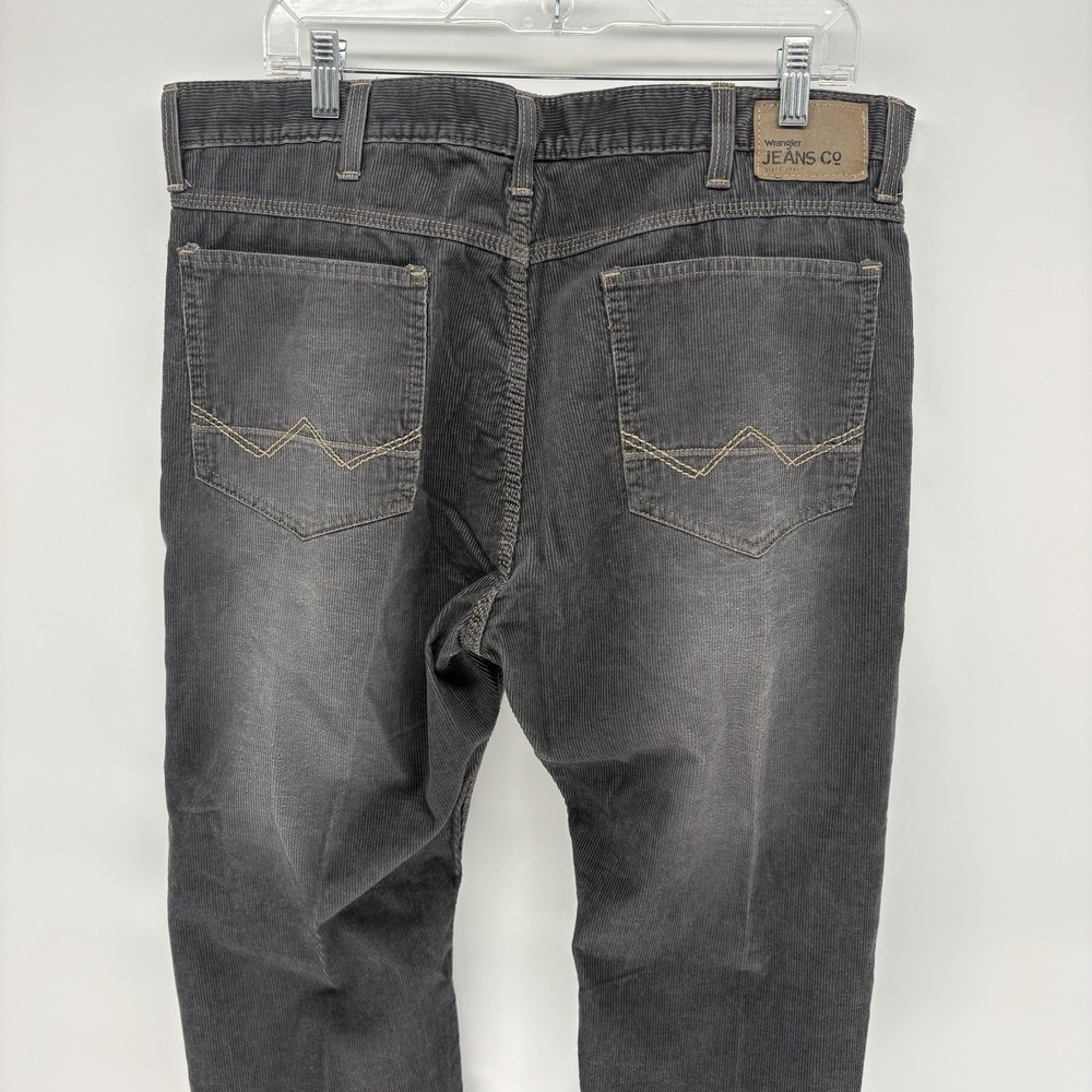 Y2K Wrangler Distressed Gray Corduroy Straight Fit Pants Pleated Grunge 38X30 - Picture 8 of 9